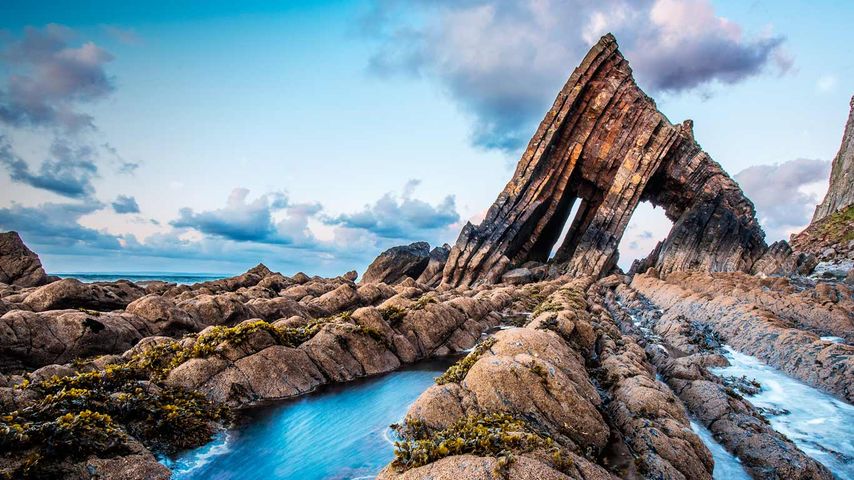 Blackchurch Rock an der Küste von North Devon, Grafschaft Devon, England 