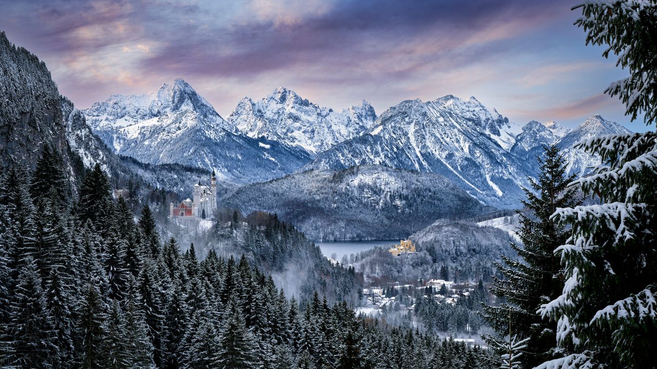 Neuschwanstein and Hohenschwangau Castles, Bavarian Alps, Germany