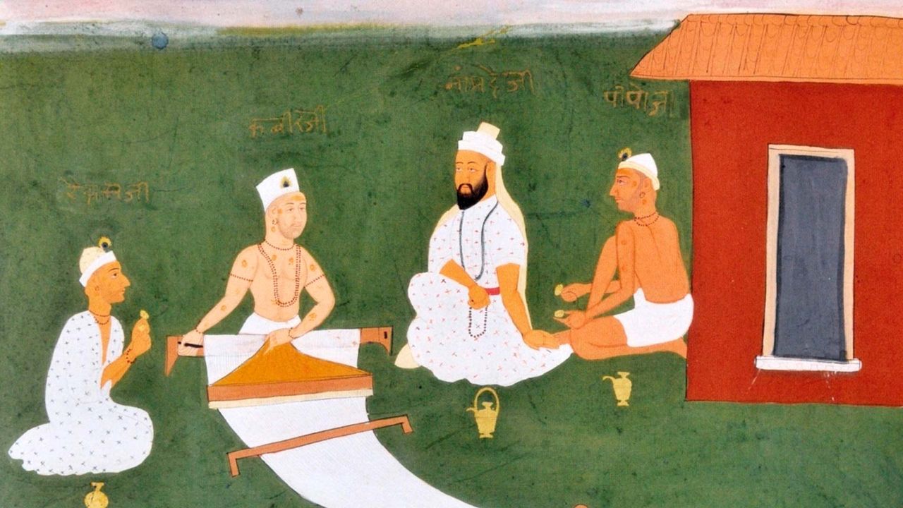 Kabir with Namdeva, Raidas and Pipaji. Jaipur, early 19th century