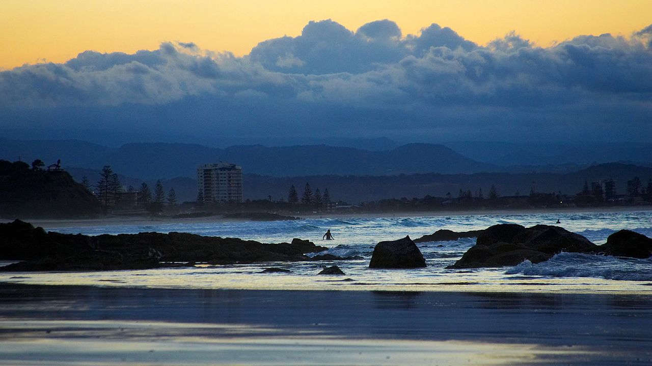 Dusk at Coolangatta on the Gold Coast in Queensland, Australia