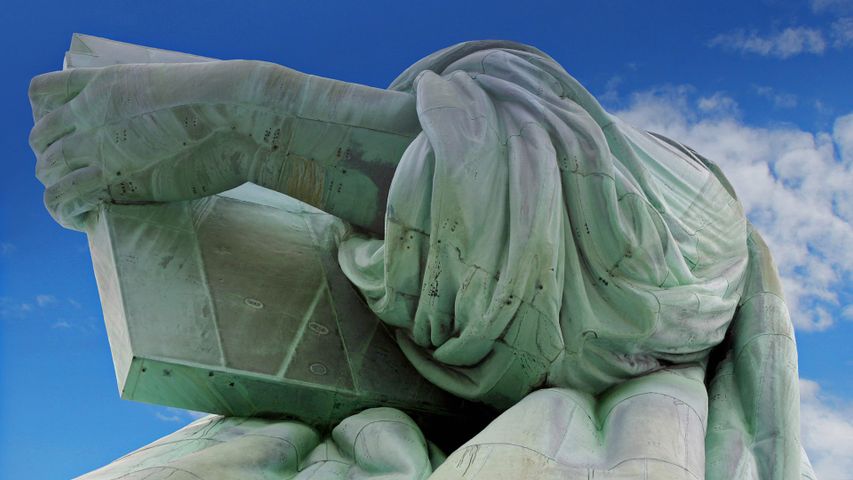 Detail of the Statue of Liberty, on Liberty Island, New York
