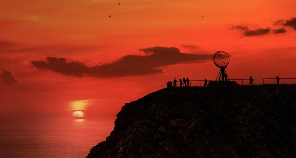 Midnight sun on the North Cape, Norway