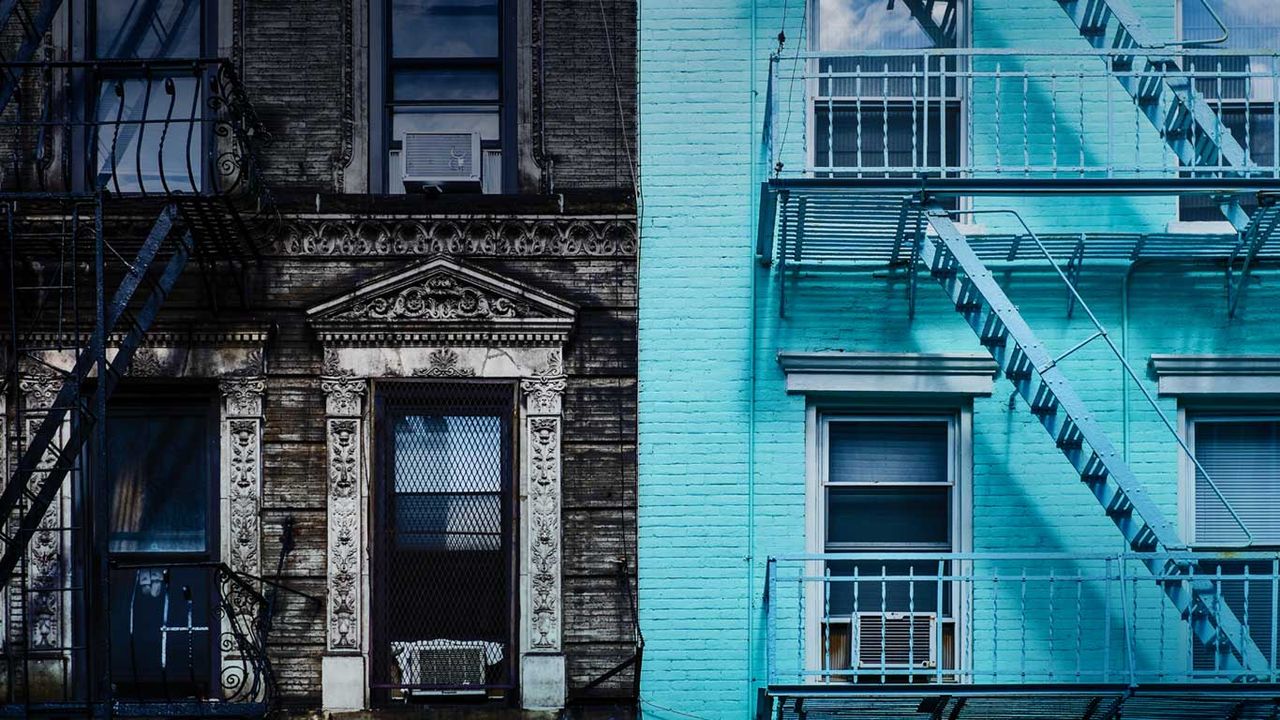 Building exterior on First Avenue in Manhattan, New York City 
