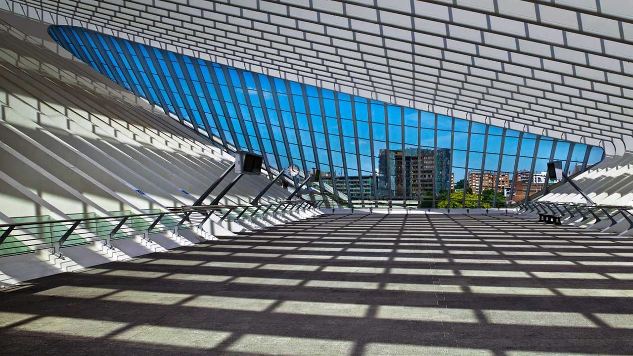 Interior of Liège-Guillemins railway station, Liège, Belgium