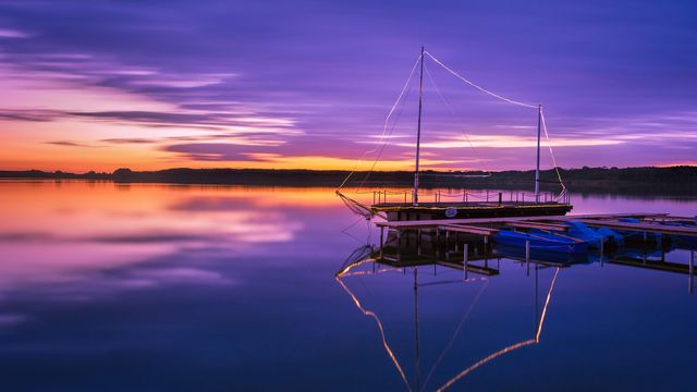 Der Rangsdorfer See im Abendlicht, Brandenburg, Deutschland 