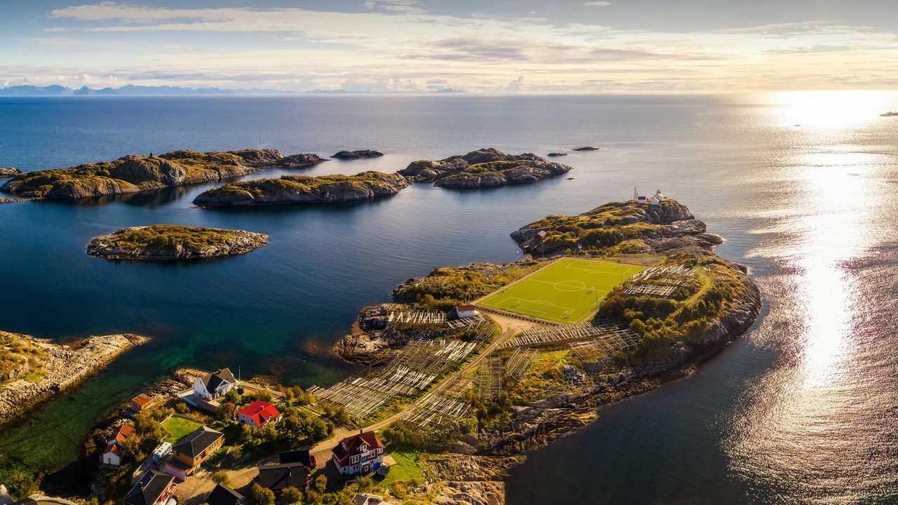 Henningsvær Idrettslag Stadion in the Lofoten archipelago of Norway 