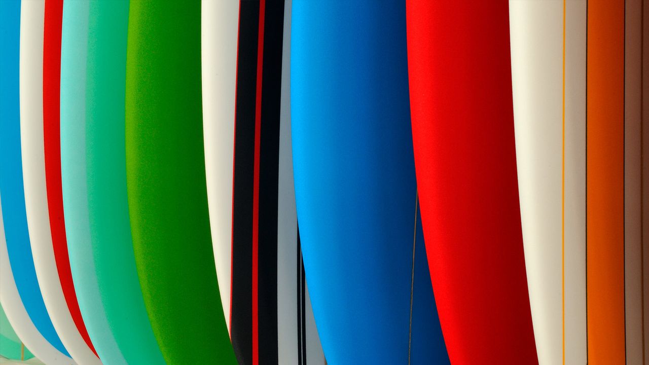 Surfboards in a row