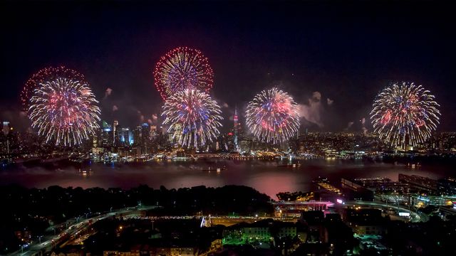 Fireworks over the Hudson River on the Fourth of July, New York