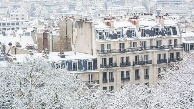Les toits de Paris sous la neige