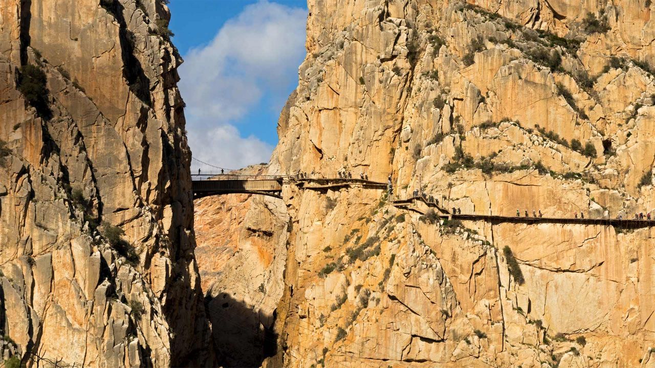 Visitors on El Caminito del Rey in the province of Málaga, Spain