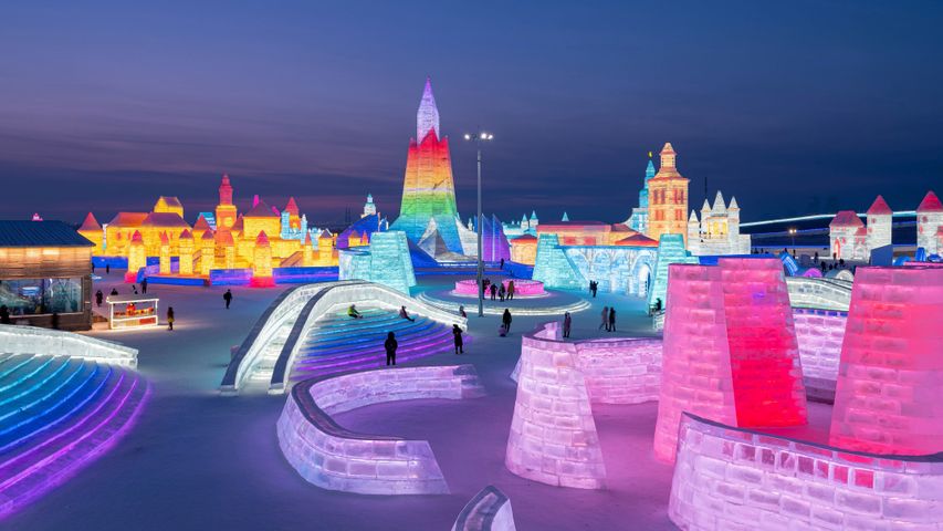 Festival Internacional de Esculturas de Gelo e Neve de Harbin, em Harbin, na China