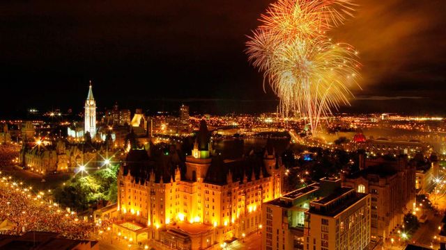 Canada Day fireworks over Ottawa, Canada