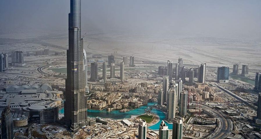 The world’s tallest building, Burj Khalifa, in downtown Dubai, United Arab Emirates