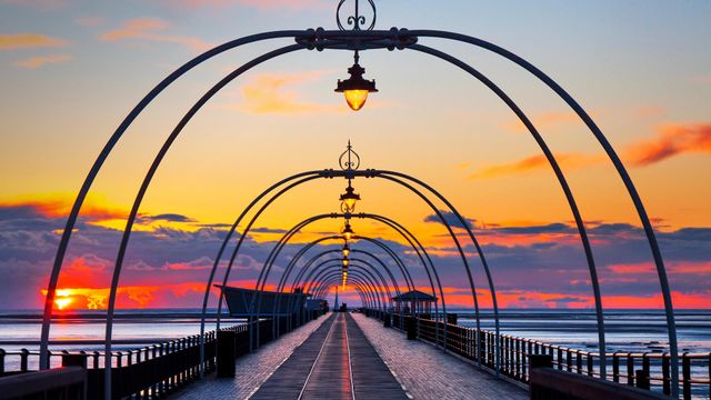 Sunset over Southport Pier, Merseyside