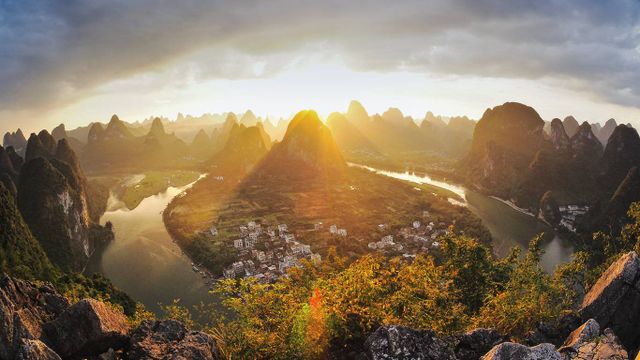 Xingping on the Li River in Guangxi, China