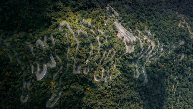 Hairpin bends in Kolli Hills in Tamil Nadu, India