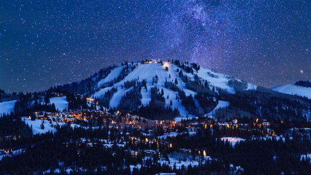 雪化粧したパークシティ, 米国 ユタ州