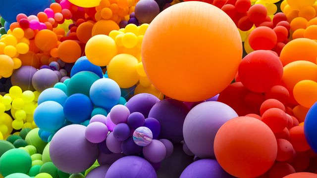 Rainbow balloons for Pride Month