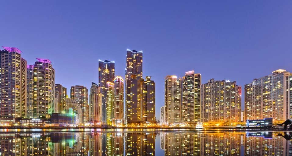 Skyline of Marine City in Busan, South Korea
