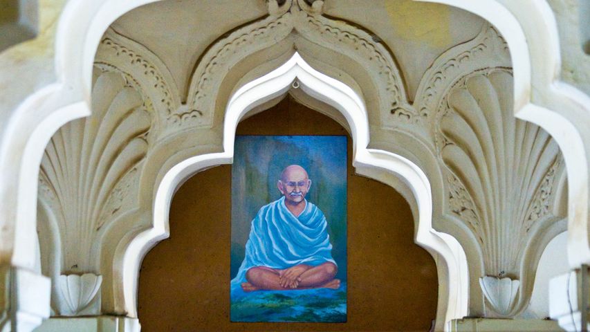 Painting of Gandhi inside Gandhi Memorial Museum, Madurai