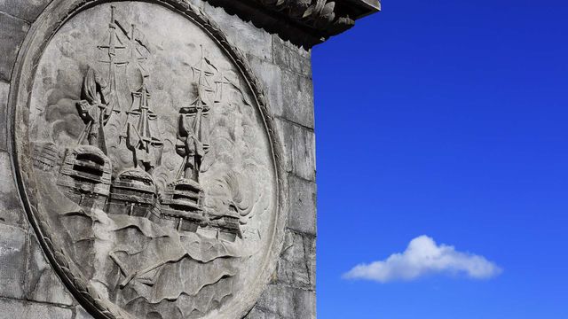 Stone carving on Nelson's Column at Place Jacques-Cartier in Old Montreal 