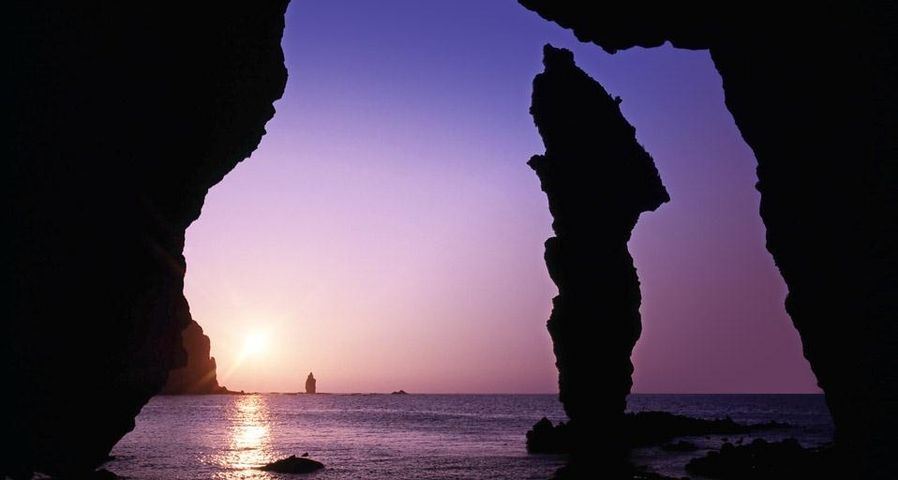 日本北海道神威岬的日落美景