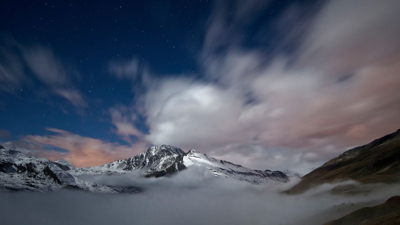 Cloud trails over Mont Cenis Massif, Graian Alps, France