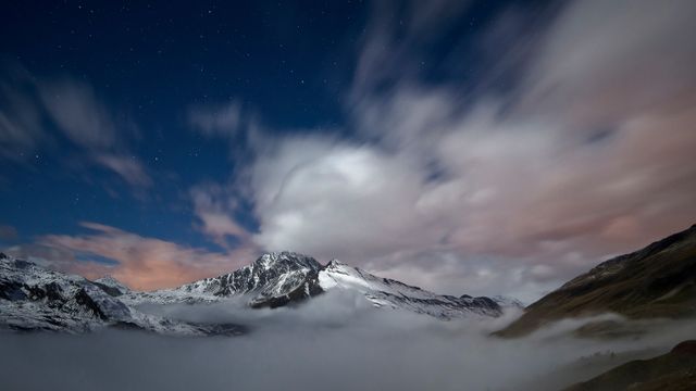 Cloud trails over Mont Cenis Massif, Graian Alps, France