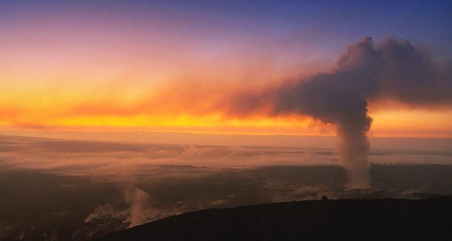 Sunset over Kīlauea volcano on the Big Island, Hawaii