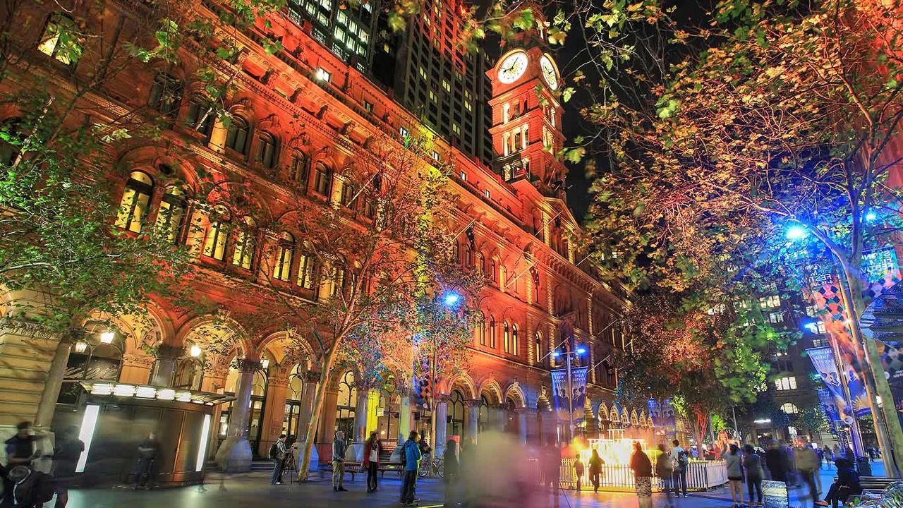Martin Place during Vivid Sydney in NSW, Australia 