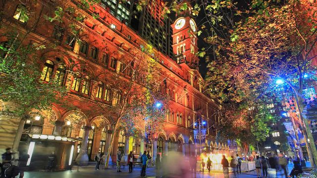 Martin Place during Vivid Sydney in NSW, Australia