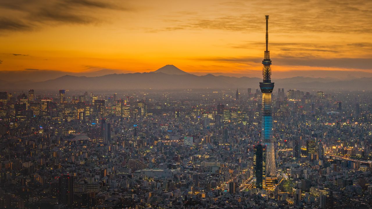 〜絵画〜　夕暮れのスカイツリーを眺めて♫ 夕暮れの東京スカイツリー, 東京 - Bing Gallery · Peapix