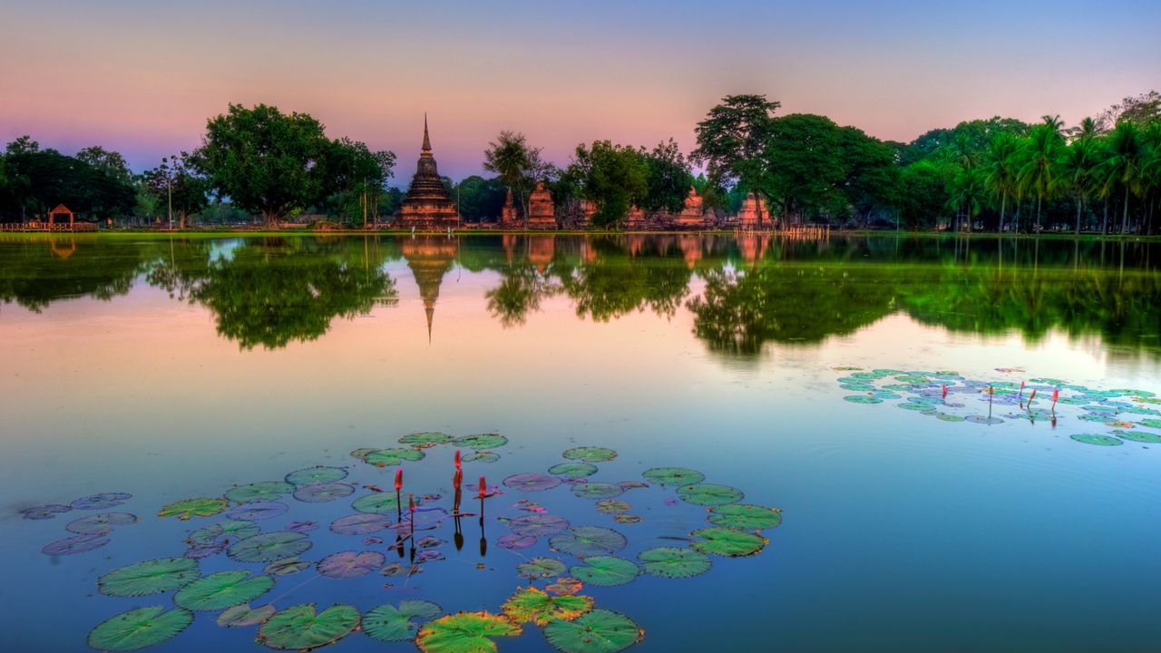 Sukhothai Historical Park Dawn Reflection, Thailand