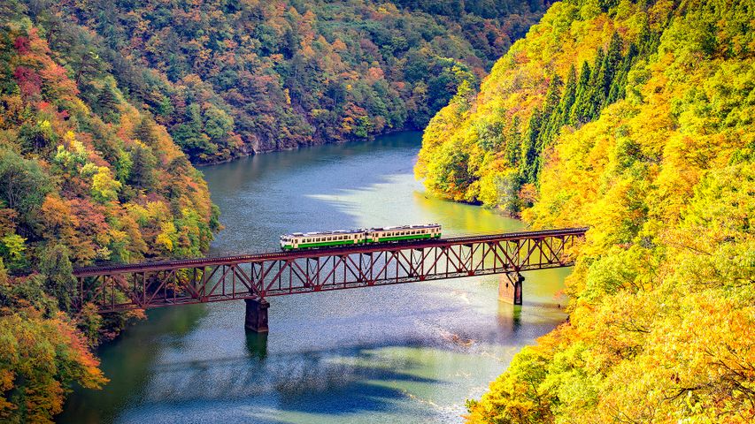 第三只見川橋梁を渡る列車, 福島県 大沼郡 三島町