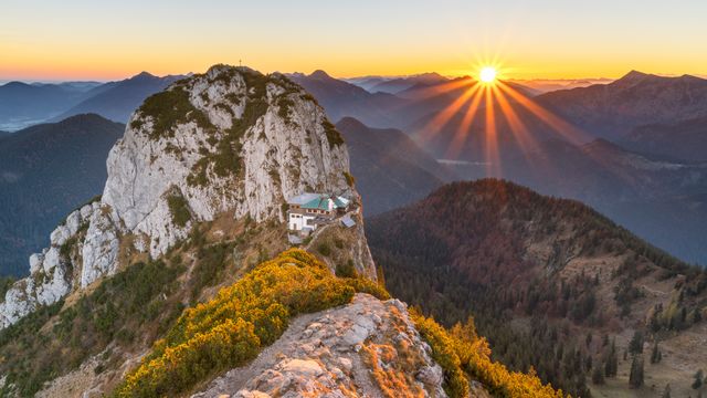 泰根塞山脉Roßstein山顶的景色,德国巴伐利亚州