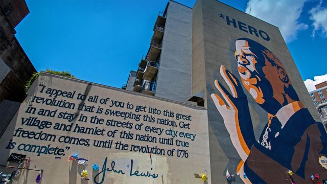 John Lewis hero mural by Sean Schwab in the Sweet Auburn district of Atlanta, Georgia