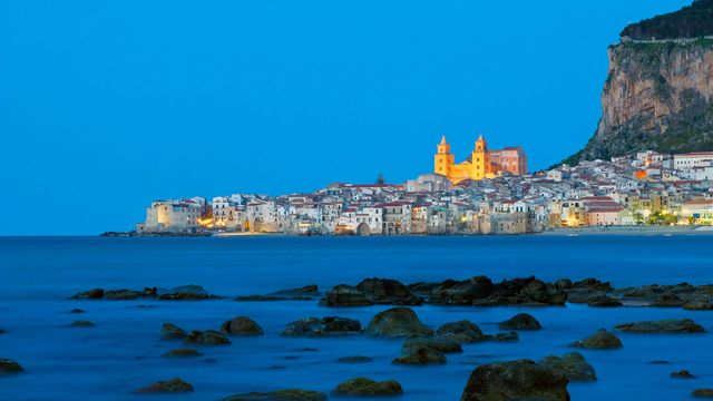 Cefalù on Mediterranean Sea in Sicily, Italy