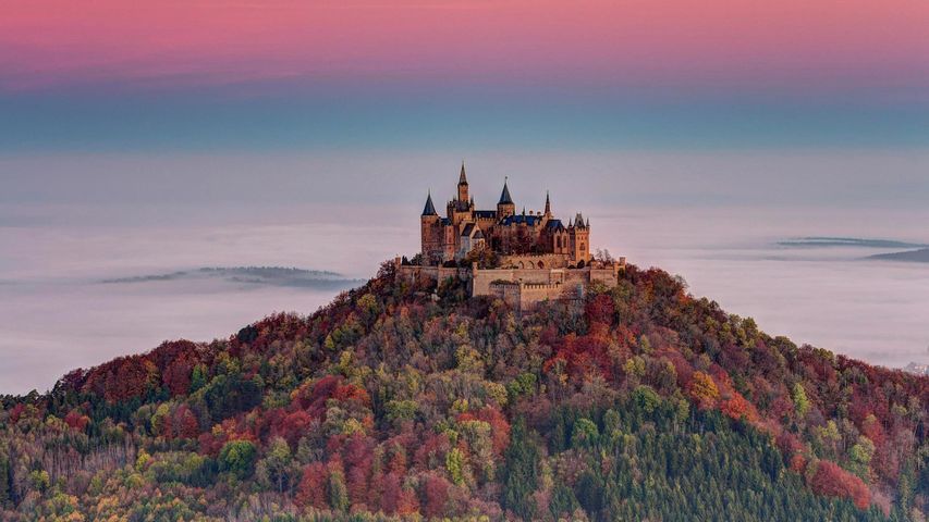 Blick vom Zeller Horn auf die Burg Hohenzollern, Baden-Württemberg