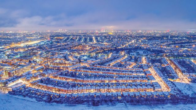 Aerial view of Hornsey, Crouch End and the City of London