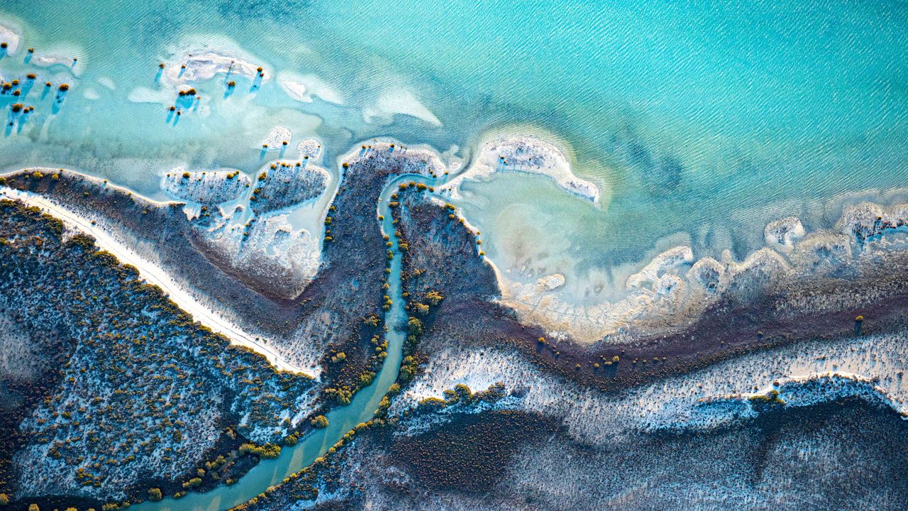 Convoluted coast with shallow turquoise water