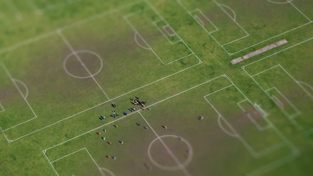 An aerial view of football pitches in London