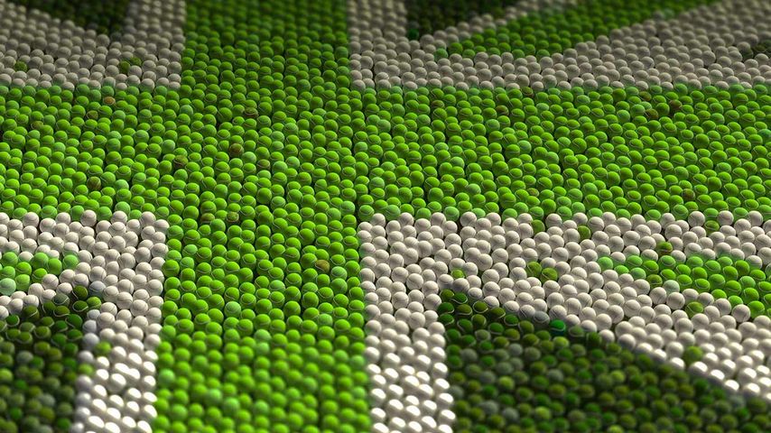 Great Britain Flag made up of green tennis balls