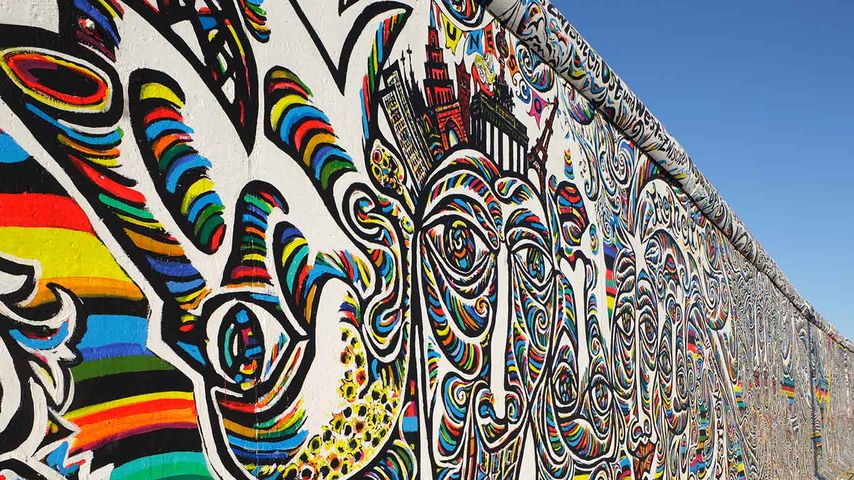 Shamil Gimajew’s ‘We Are A People’ on the renovated East Side Gallery of the Berlin Wall, Berlin, Germany