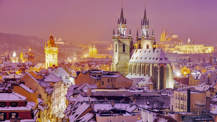 Prague sous la neige, République Tchèque