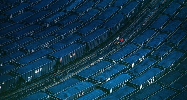 Railyard full of coal cars near Hampton Roads, Virginia
