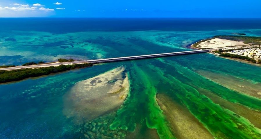 Aerial view of the Seven Mile Bridge, Florida Keys, Florida