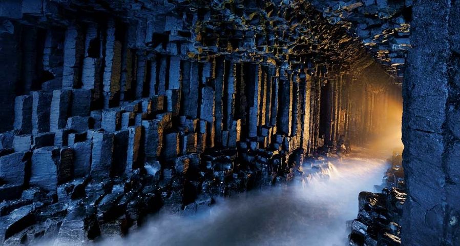 Basalt pillars line Fingal's Cave, Staffa, Isle of Staffa, Scotland