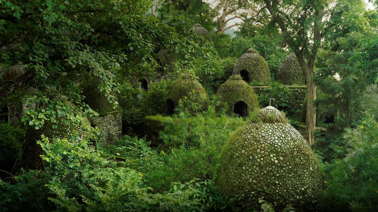 Meditation domes at the Beatles Ashram in Rishikesh, India