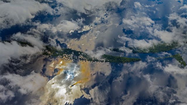 Aerial of the Amazon River Basin near Manaus, Brazil