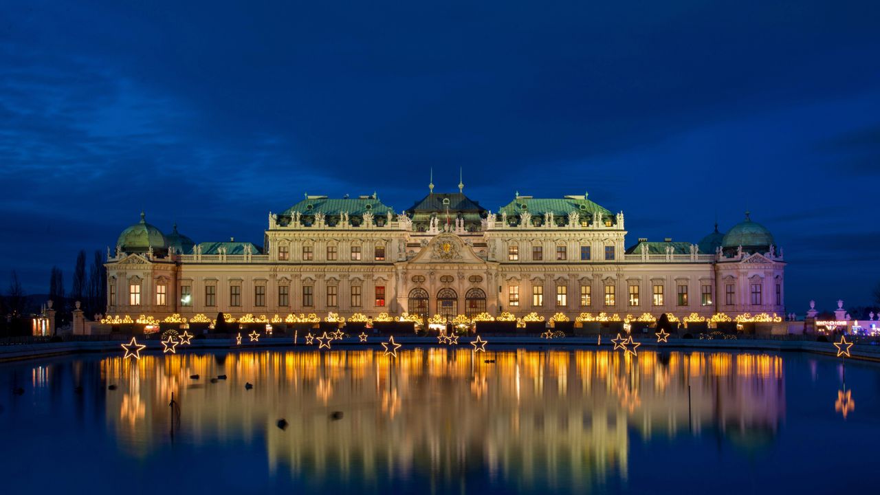 Christmas market at Belvedere in Vienna, Austria